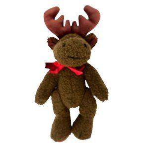 Vintage Lexin Nice Stuff Reindeer Moose Elk Plush Brown Jointed Stuffed Toy 13"